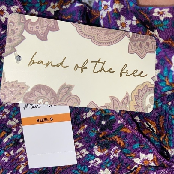 NWT Band of the Free Boho Cottagecore Prairie Purple Ditsy Floral Crop Top Small - Picture 8 of 14